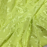 提花叶子棉醋酸布料秋香绿色垂感亮面衬衫连衣裙裤子服装设计面料