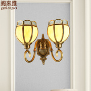 欧式卧室床头灯单头全铜壁灯美式客厅背景墙楼梯玄关墙壁灯具铜灯