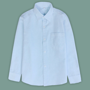 男童天蓝色衬衣长袖口袋款牛津纺，中大童学生校服，白衬衫粉色表演服