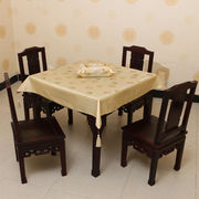 中式田园布艺桌布圆桌布茶几盖布，床头柜罩餐桌台布隔热垫定制浅黄