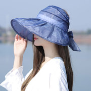 女士帽子2023夏天洋气时尚女帽薄款空顶帽大檐可折叠防晒帽潮