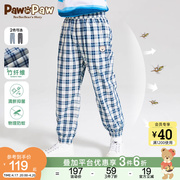 PawinPaw卡通小熊童装2023年夏季男童防蚊裤子儿童格纹长裤竹纤维