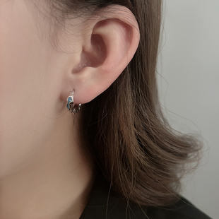 冰川系列/原创设计蓝色小耳环小众设计高级简约耳饰冷淡个性耳扣
