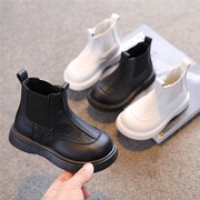 女童马丁靴2023秋季黑色单靴英伦风时尚宝宝，短靴男童软底皮靴
