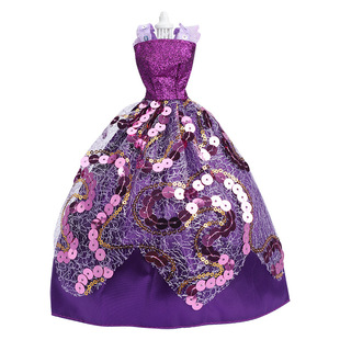 紫珠片婚纱全包半包，6分娃衣，适合11.5英寸barbie30cm巴比娃娃裙子