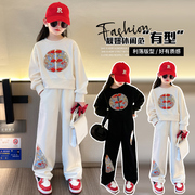 女童国风套装韩版洋气时髦春秋，款运动春装潮新中式儿童大童两件套