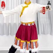 藏族大摆裙练功半身长裙广场，舞民族舞蹈，演出服装男女藏式舞台表演