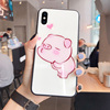 可爱卡通苹果8plus手机壳女iphone6s玻璃保护套个性，创意x网红同款7plus粉色小猪xsmax情侣6plus适用5sxr