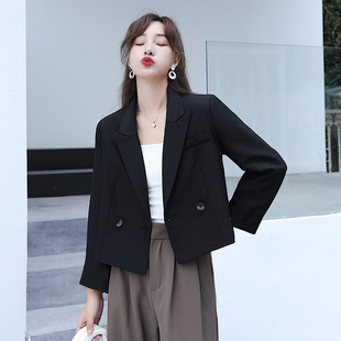 黑色西装小外套女短款气质小个子春夏设计感小众韩版西服上衣