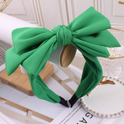 新春天纯色绿色韩国超大三层立体蝴蝶结发箍简约宽头箍压发卡甜美