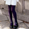 气质葡萄紫色秋冬内里拉绒针织连裤袜麦穗麻花提花百搭保暖打底袜