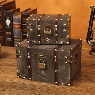 木箱子复古实木百宝箱长方形带锁木箱复古储物密码箱收纳茶几木箱