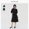 VGRASS黑色连衣裙式短袖风衣外套女春时髦微肌理VSF2O30700