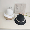 韩版优雅珍珠圆顶小帽檐草帽，子女夏天出游时尚，百搭白色盆帽渔夫帽