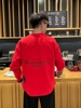 男士潮流个性袖子侧拉链涂鸦韩版ins字母套头设计感红色卫衣