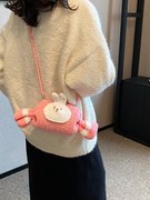 手工钩针成品糖果手机包毛线(包毛线，)编织兔子，斜挎包女士可爱卡通手机袋