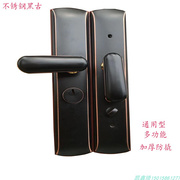 不锈钢入户防盗门锁具黑钛色面板通用型拉把手柄多功能防撬执手锁
