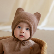 婴儿帽子秋冬季男童宝宝毛线帽女童针织帽儿童护耳帽套头幼儿冬款