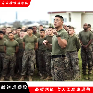 美军体能训练服短袖军旅t恤战术套装军绿色，夏季训作服运动休闲男