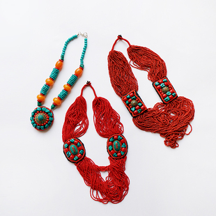 藏族饰品藏式首饰，尼泊尔珊瑚项链藏式西藏女琉璃松石蜜蜡