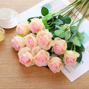新真玫瑰花牡丹花套装花束假x花客厅餐桌摆件花艺插花干花摆设装