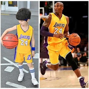 NBA24号科比原版球服中大小童男女孩夏季背心套装速干吸汗篮球服