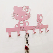 kt猫钥匙收纳卡通挂钩创意，hellokitty装饰铁艺，壁挂墙上粘钩粉色