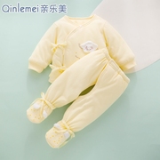 新生婴儿衣服0一3月秋冬季夹棉加厚分体冬装初生和尚棉服套装冬天