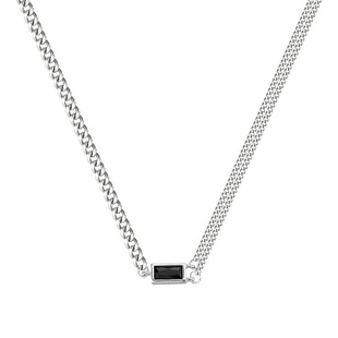 GLTEN纯银方牌复古项链女短款锁骨链小众设计潮颈链生日礼物