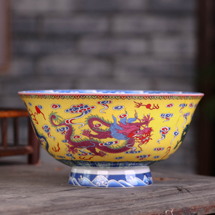 景德镇陶瓷碗单个高脚防烫吃米饭的碗中式泡面碗家用微波炉碗寿碗