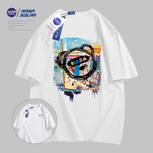 NASA SOLAR联名2024夏季卡通男女同款潮牌纯棉T恤短袖01
