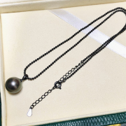 DIY珍珠配件 S925纯银项链 黑色网红链 男女同款链 45 50cm珠珠链