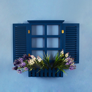 地中海蓝色大假窗墙面装饰挂件，花架插花器置o物架餐厅儿童房装饰