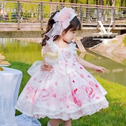 夏季吊带可爱粉色洛丽塔蓬蓬连衣裙女童西班牙公主高端生日礼服