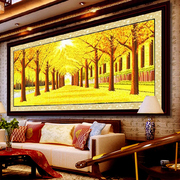 蒙娜丽莎黄金满地全景，十字绣2023线绣客厅，大幅画风景简约现代