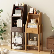 家用实木小书架靠墙落地式简约置物架客厅多层储物小书柜电视边柜