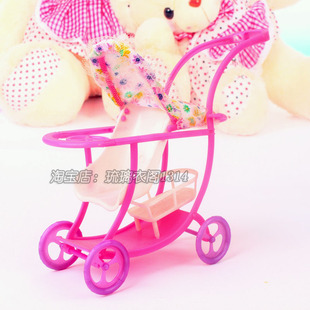 日系风婴儿推车可爱仿真模型过家家玩具摆件，迷你创意q版娃娃屋包