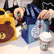加厚防水卡通可爱饭盒袋方形女孩手提包便当包学生男孩带午餐的包