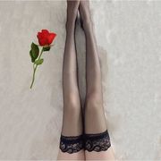 网红黑色蕾丝花边薄款女袜，过膝黑白两色筒袜，子日系丝袜ins性