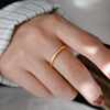 复古素圈古法戒指男女，仿真黄金18k金色，指环素戒砂金钛钢不掉色