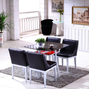 钢化玻璃餐桌洽谈桌餐台，椅子创意组合简易一桌六椅家庭吃饭桌子