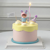 网红卡通ins风烘焙蛋糕装饰软胶兔兔女孩摆件小帽子蜡烛生日插件