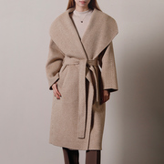 冬装双面呢大衣女中长款高端法式大翻领羊毛大衣时尚气质外套