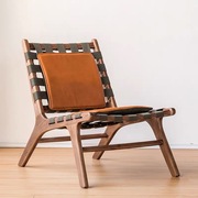 侘寂风实木单人沙发椅北欧设计师扶手靠背休闲椅子白蜡木榫卯整装