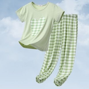 儿童睡衣夏季套装莫代尔家居服短袖，短裤春秋季宝宝薄款男童女童