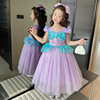 女童美人鱼公主裙夏季儿童紫色，蓬蓬人鱼姬生日礼服洋气亮片连衣裙