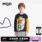 设计师系列 MQD童装男童鸳鸯袖长袖T恤春秋儿童时尚卡通上衣