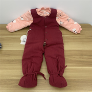  宝宝棉花衣背带套装 婴儿秋冬季棉袄棉裤两件套 可水洗棉花
