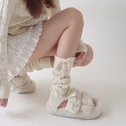 陆甜茶 白色秋冬jk日系中筒靴袜套y2k辣妹亚文化纽扣小腿套堆堆袜