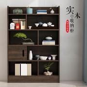中式书架纯实木书柜，自由组合橡木背景墙，书架北欧现代书房定制书橱